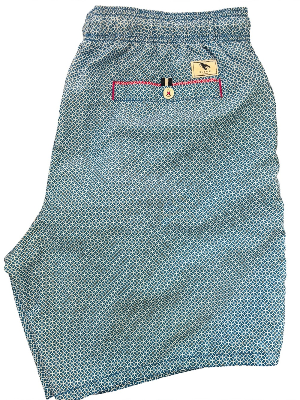 Ted Baker London Blue Geometric Swim Trunks Men’s Size 6 XL Lobster Lined Beach
